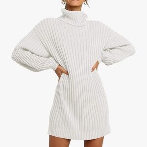 White oversized sweater dress